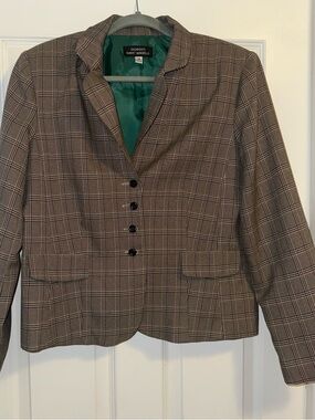 Women's Brown Plaid Tailored Jacket